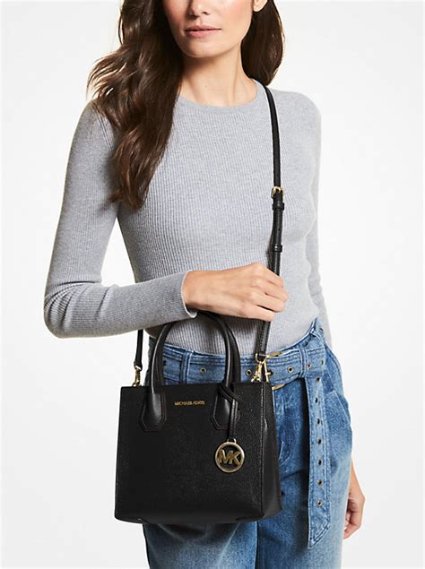 michael michael kors mercer leather medium messenger|Michael Kors pebble leather handbags.